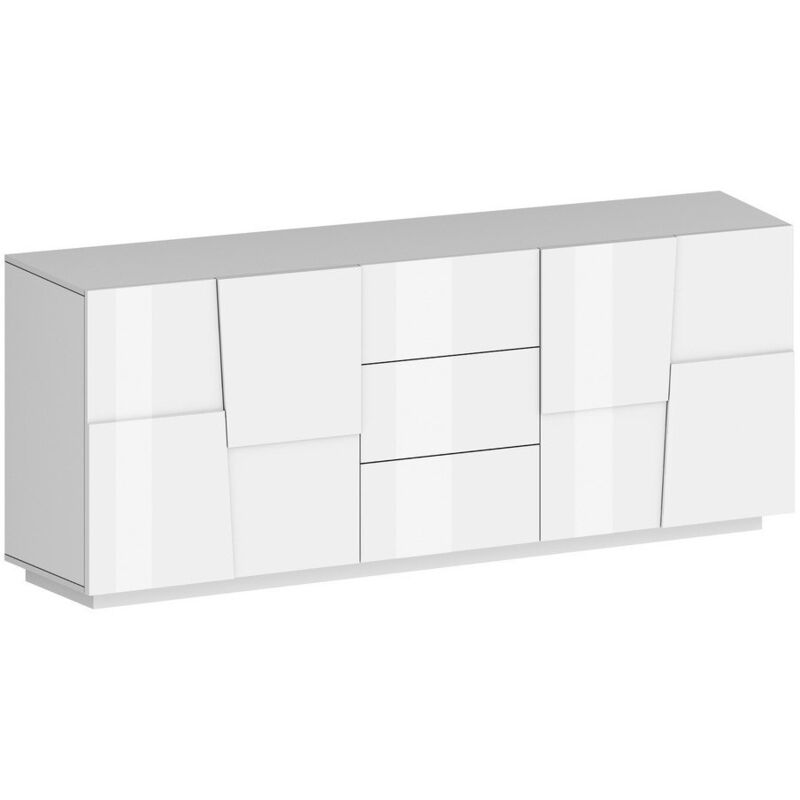 foto del prodotto madia 4 ante 3 cassetti moderna 220x44x86cm infinity colore bianco laccato lucido