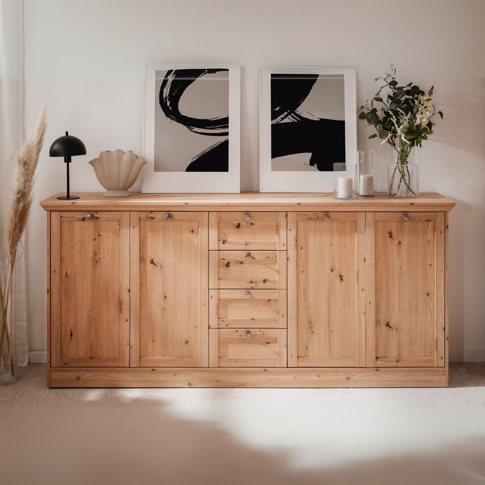 foto del prodotto madia 4 ante e 4 cassetti rovere anticato timber51a 200x40x90h il fascino del legno naturale nella tua casa
