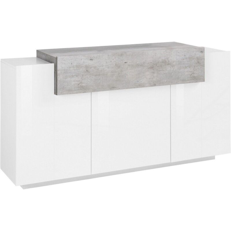 foto del prodotto madia 4 ante per soggiorno moderna 160x45x85,5cm celestia colore bianco laccato lucido cemento