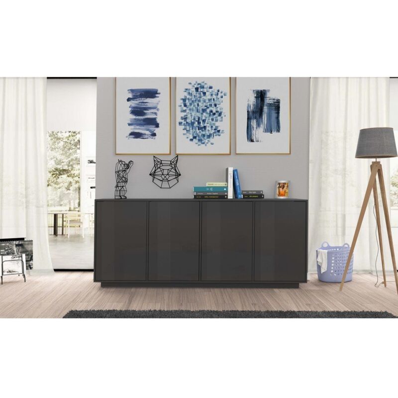 foto del prodotto madia 4 ante per soggiorno moderna 180,1x41,4x86cm enigma colore antracite laccato