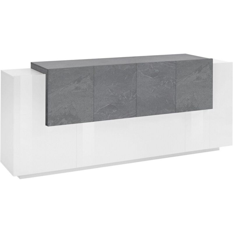 foto del prodotto madia 7 ante per soggiorno moderna 200x40 45x86cm zenith colore bianco laccato lucido ardesia