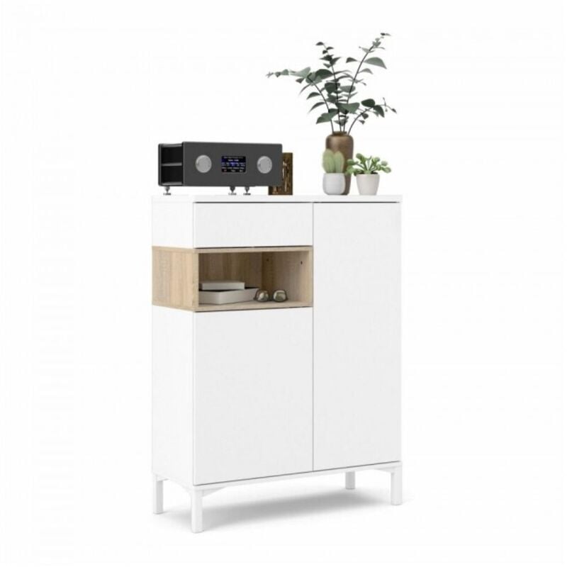 foto del prodotto madia 89x119 h cm bianco opaco e rovere fidenza