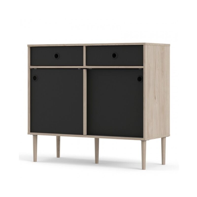 foto del prodotto madia 99x40 cm nero opaco e rovere chiaro trapani