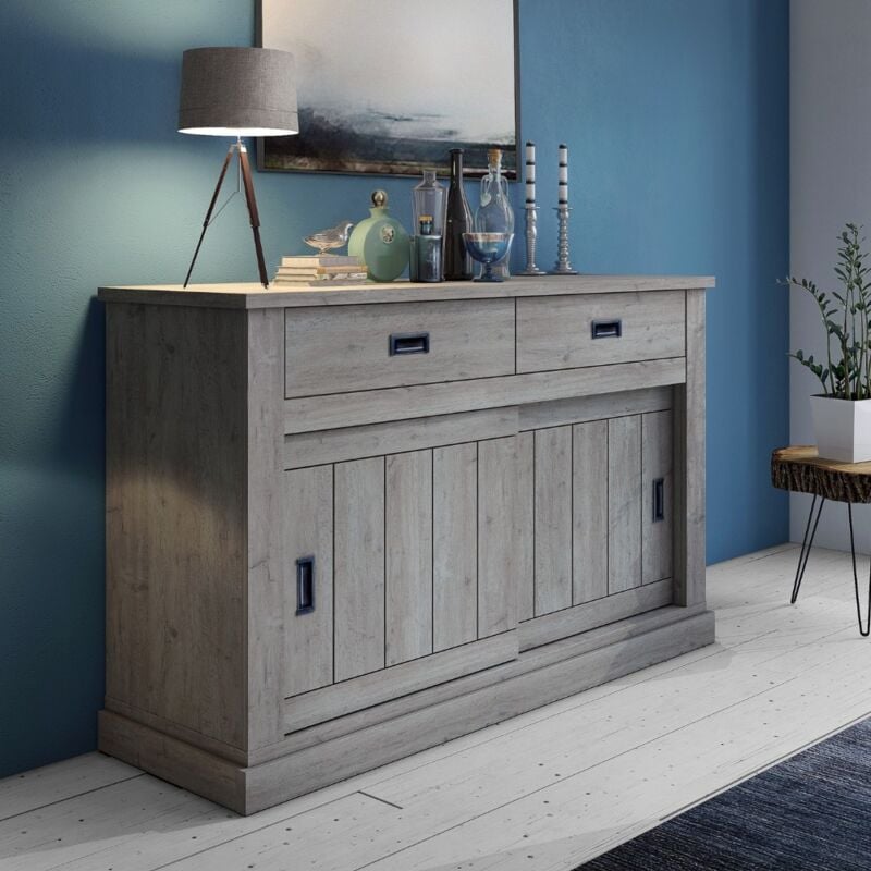 foto del prodotto madia colore ancona oak 2 cassetti e 2 ante scorrevoli anthony52 149,9x49,8x95,5h stile shabby