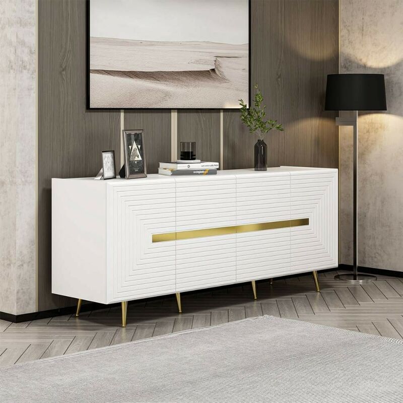 foto del prodotto madia con ante colore bianco e particolari oro 180 cm jose