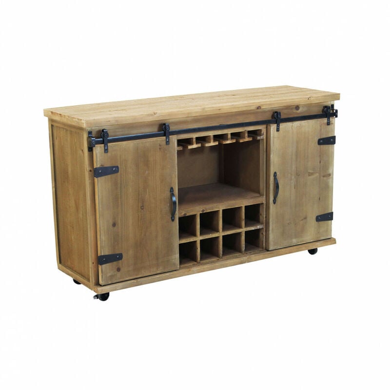 foto del prodotto madia con portabottiglie in legno,acciaio cm 123x41x75 dorian