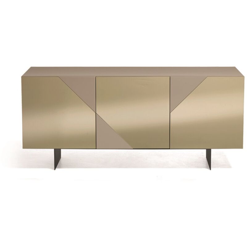 foto del prodotto madia credenza 3 ante in vetro specchio bronzo e cassa tortora arte 180 con 2 piedini