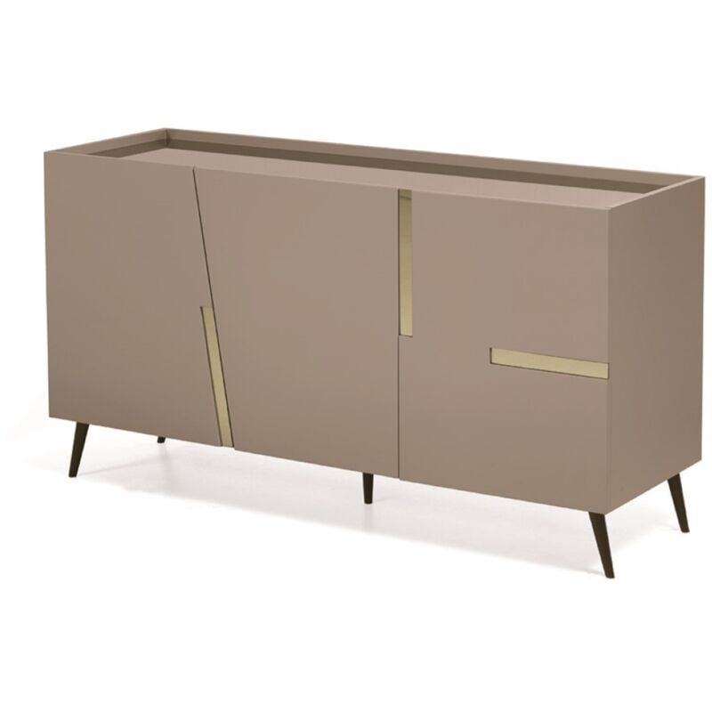 foto del prodotto madia credenza 3 ante inserti specchio bronzo con scocca tortora girona con 5 piedini
