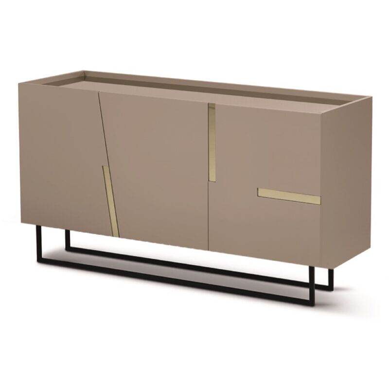 foto del prodotto madia credenza 3 ante inserti specchio bronzo con scocca tortora girona con piedini sagomati