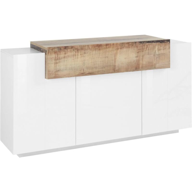 foto del prodotto madia credenza 3 bianco acero ante 160x45x85 cm