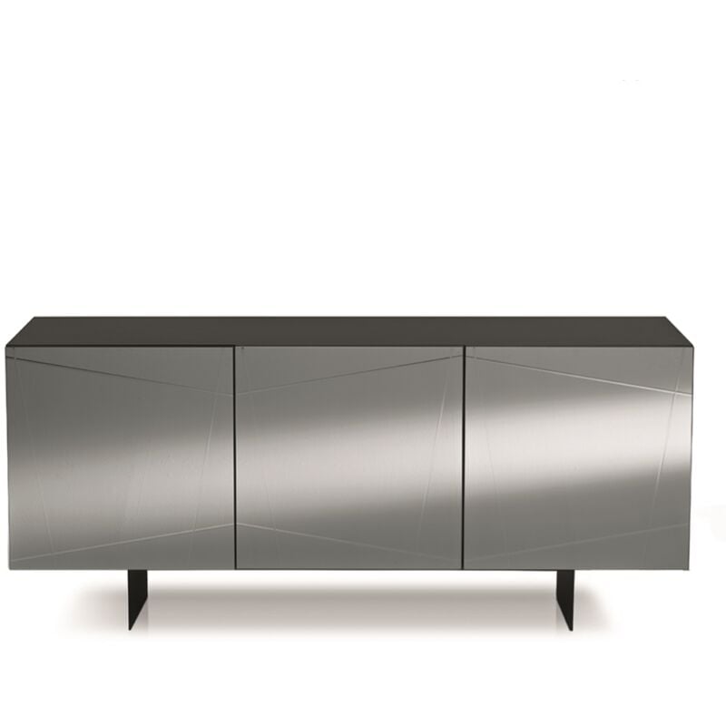 foto del prodotto madia credenza a 3 ante in vetro specchio fumcocca antracite e 2 piedini iside