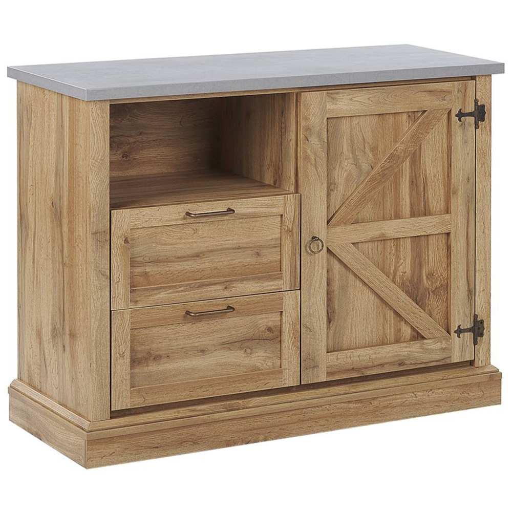foto del prodotto madia credenza finitura legno chiaro 100 x 40 x 79 cm armadio 1 anta con 2 cassetti