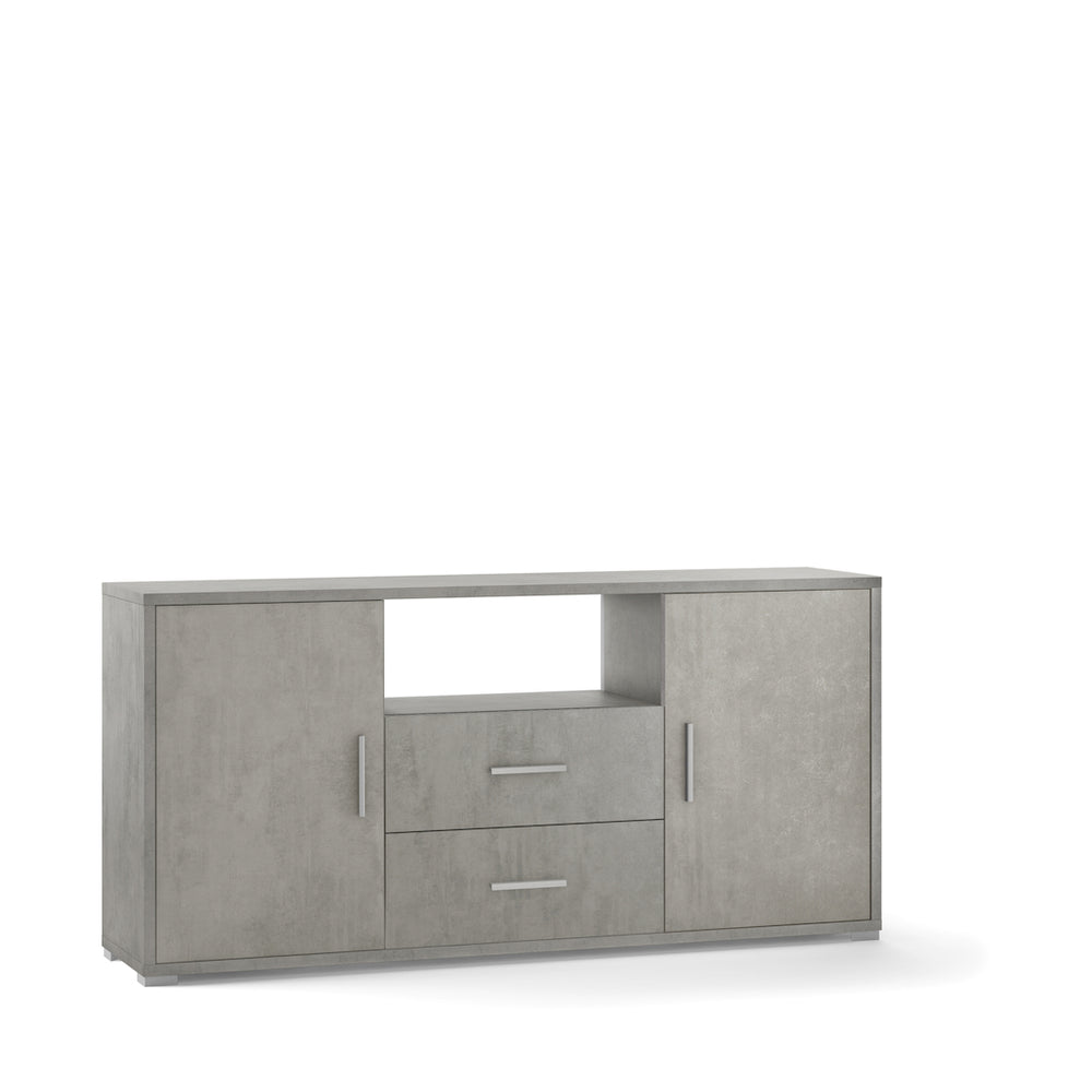 foto del prodotto madia credenza mobile 2 ante con 2 cassetti 174x41x84h design moderno in kit di montaggio colore cemento