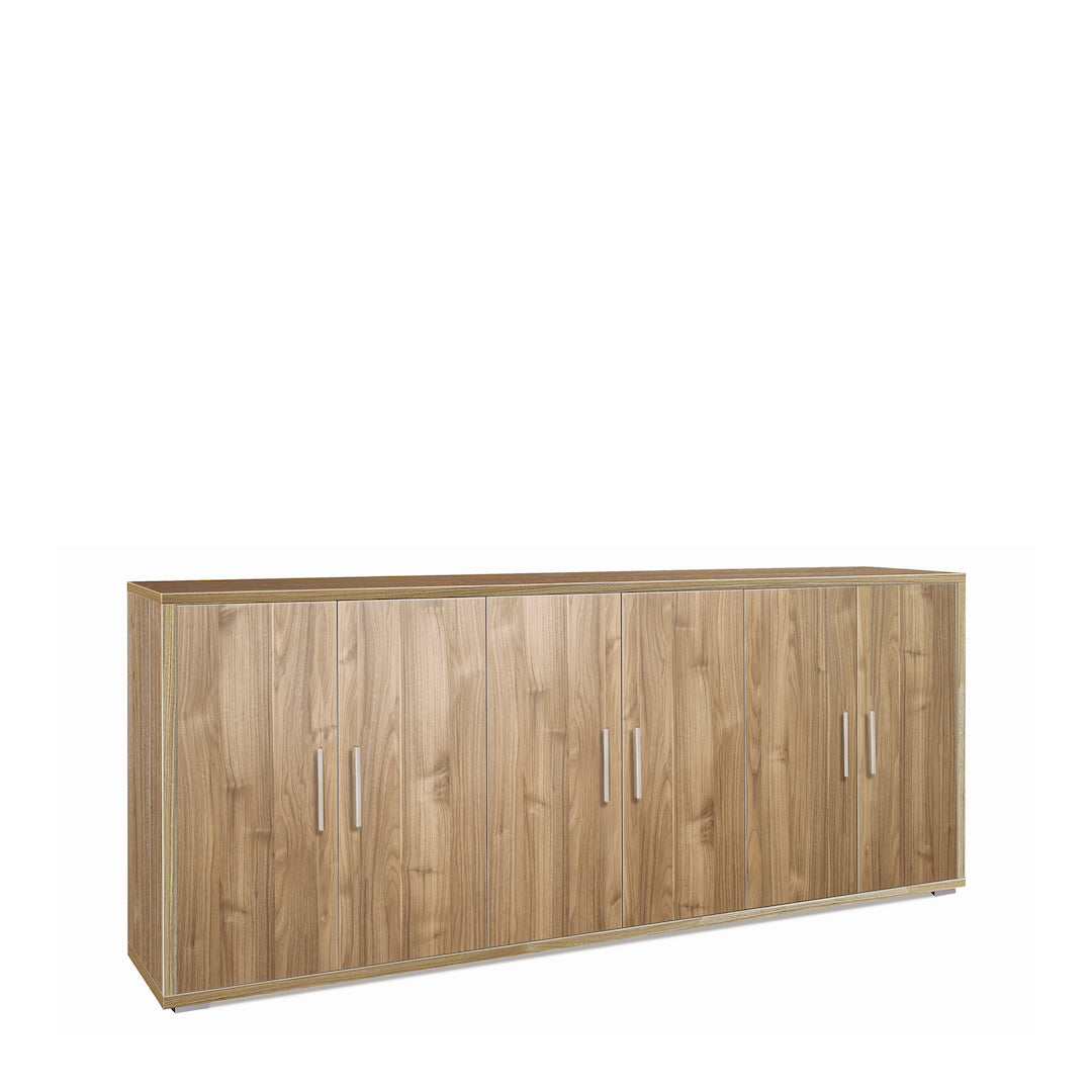 foto del prodotto madia credenza mobile 6 ante 203x41x84hcm in kit di montaggio colore noce stelvio