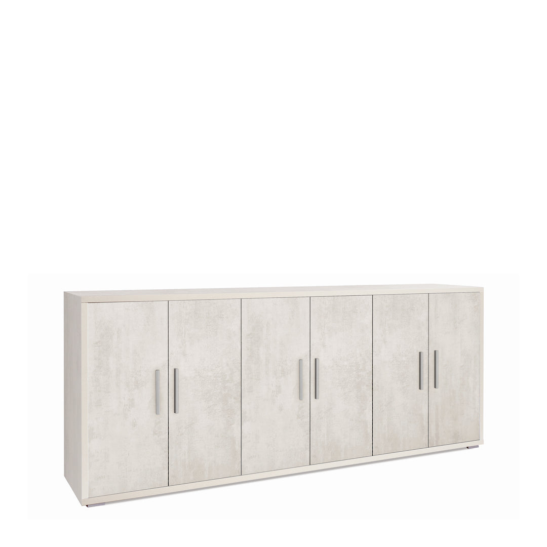 foto del prodotto madia credenza mobile 6 ante 203x41x84hcm in kit di montaggio colore ossido bianco