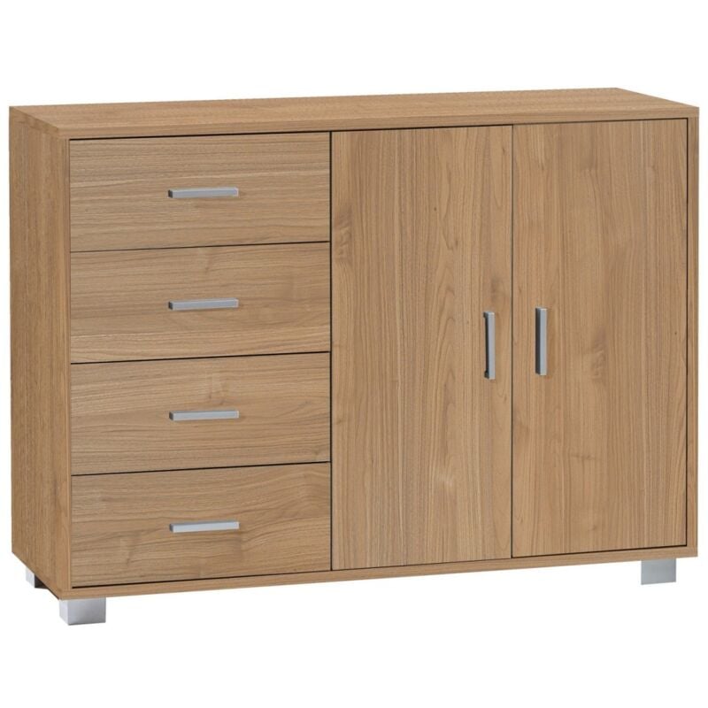 immagine 0 del prodotto madia credenza noce mobile 2 ante 4 cassetti contenitore basso salone