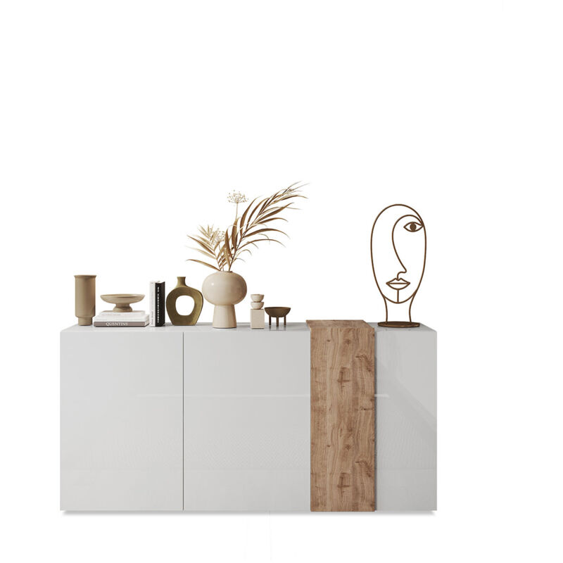 foto del prodotto madia design moderno 3 ante venus 181x44x84 cm bianco lucido e cadiz