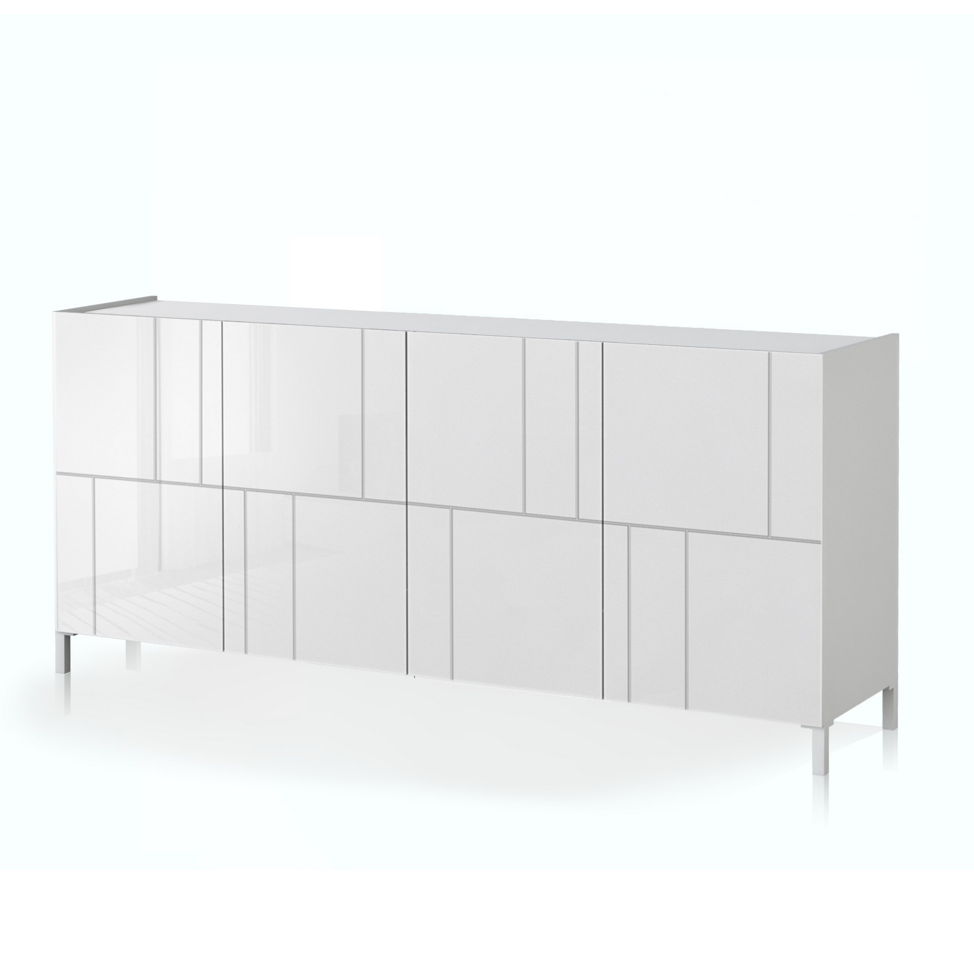 foto del prodotto madia grande 4 ante effetto legno laccata bianca cm. h.84xl.174xp.40