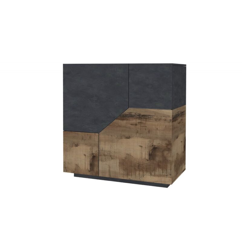 foto del prodotto madia in legno grigio e acero mobile 100 cm con 2 ante da ingresso