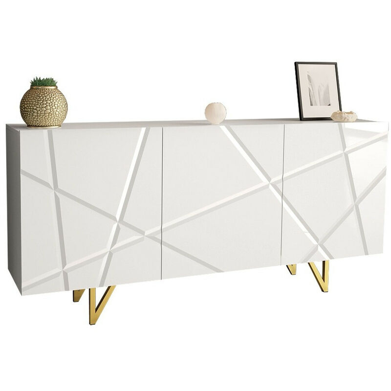 foto del prodotto madia mavmave 101, bianco bianco lucido, 76x160cm, il numero di porte 037cm, pannello di fibra a media densit , truciolare laminato