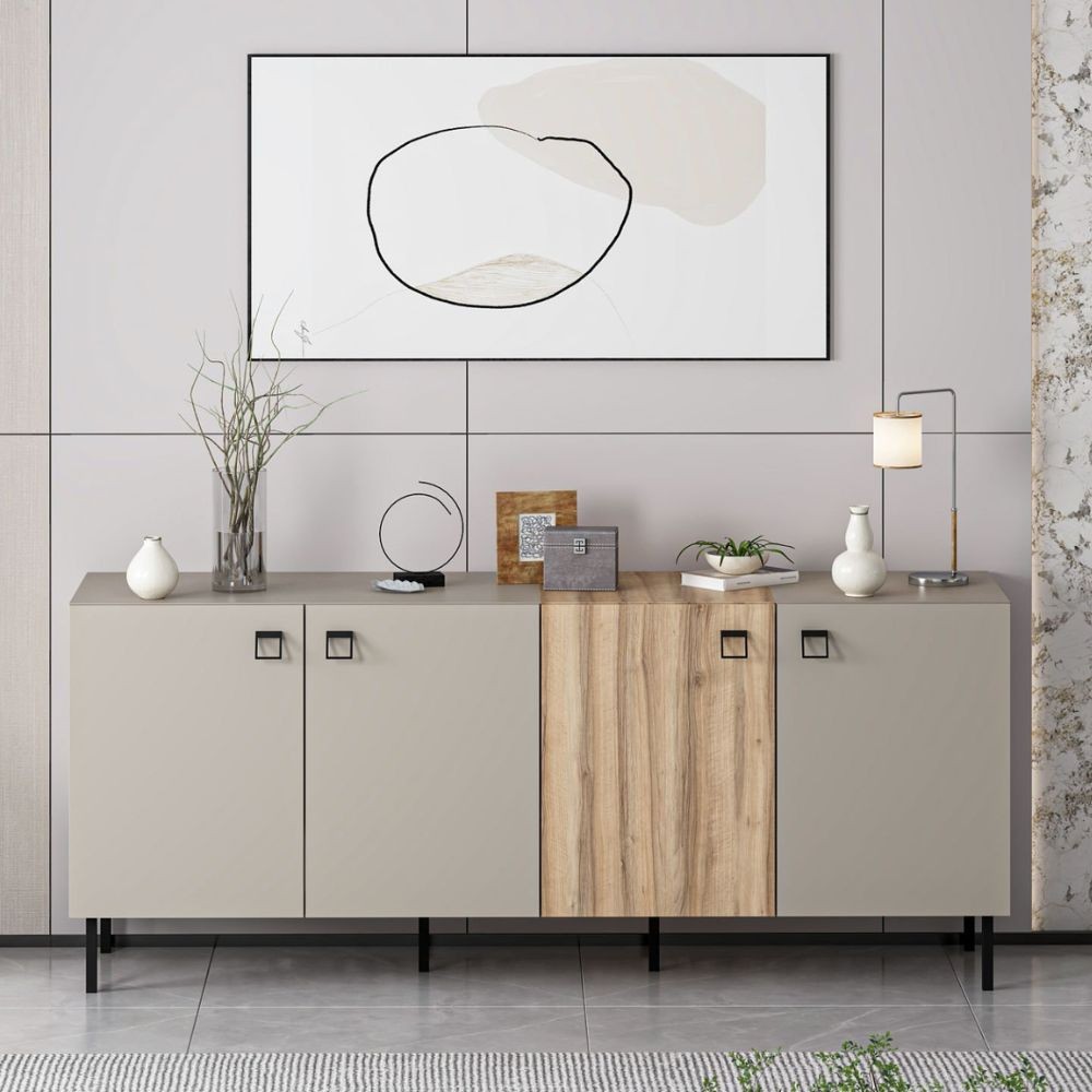 foto del prodotto madia mila cashmere e rovere 180x47x75h eleganza e contrasto per un living raffinato