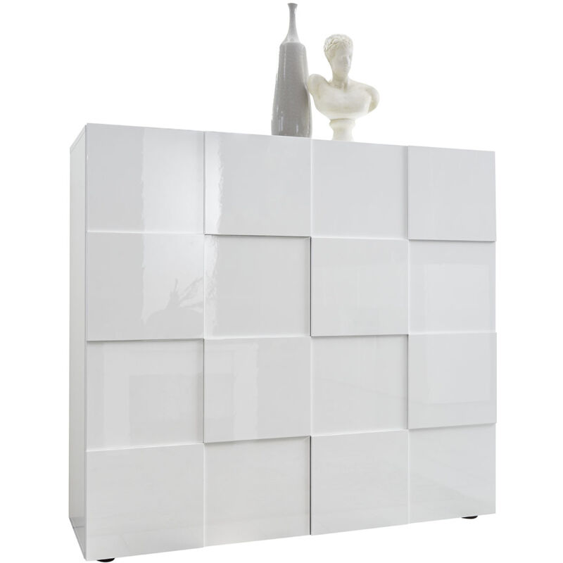 foto del prodotto madia moderna 2 ante design a scacchi modello dama 121x42x111 cm bianco lucido