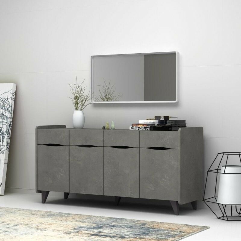 foto del prodotto madia moderna cemento con piedi alti con cassetti cm 140 x 45 x 72 h