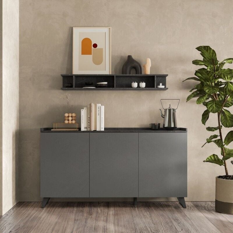 foto del prodotto madia moderna con tre ante 181x99h cm colore ardesia piombo polan