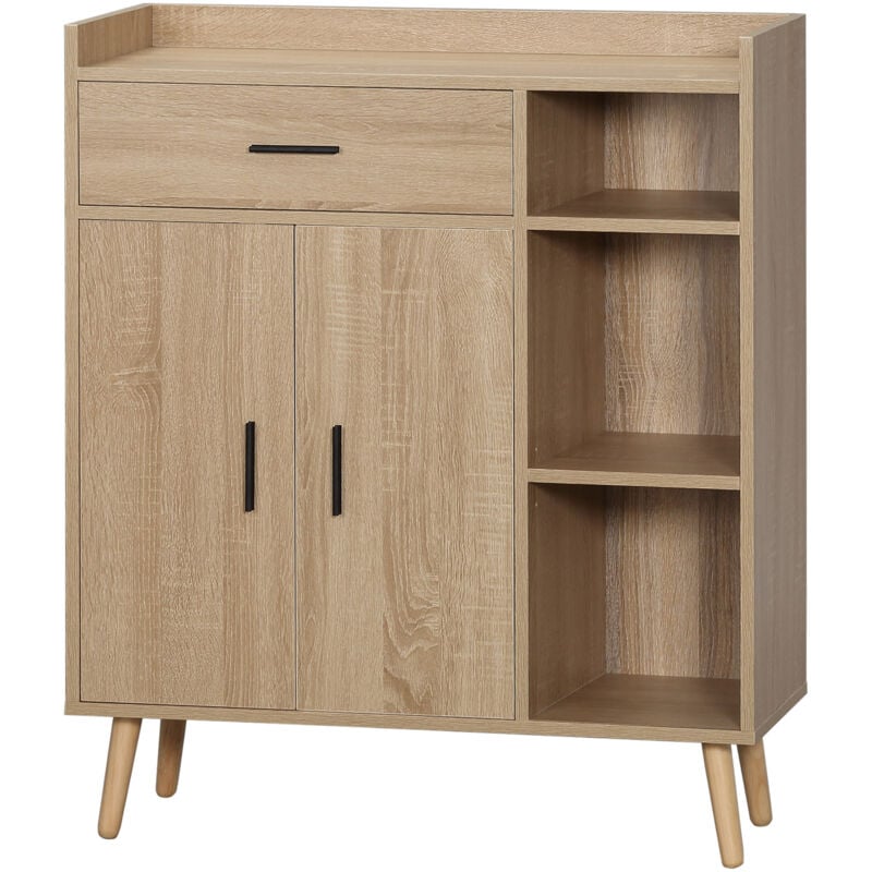foto del prodotto madia moderna mobile multiuso con cassetto e armadietto in legno homcom