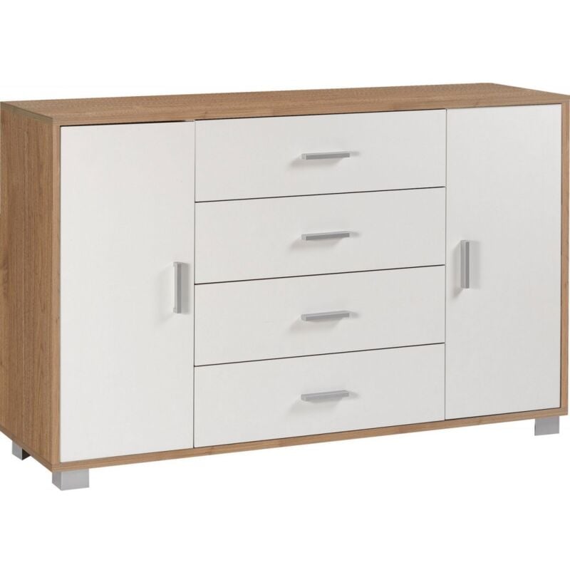 foto del prodotto madia noce bianco mobile credenza 2 ante 4 cassetti contenitore salotto