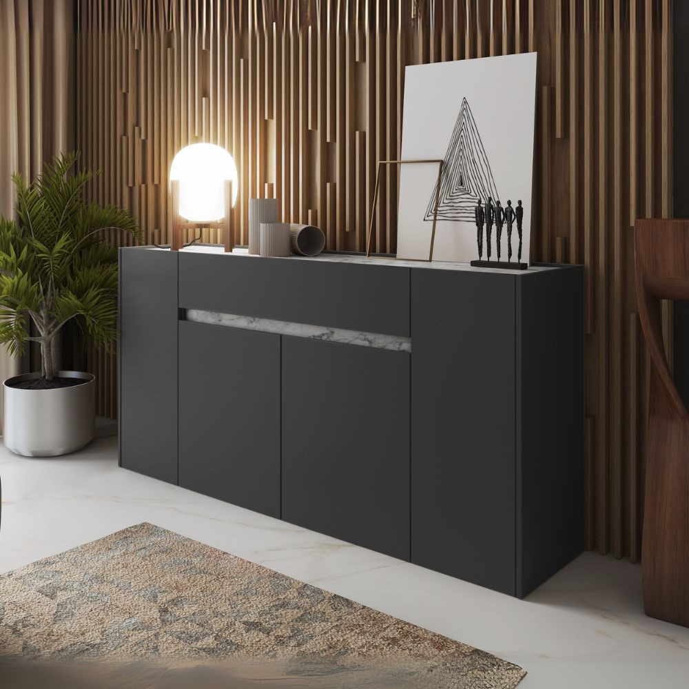 foto del prodotto madia nordik 4 ante e 1 cassetto in antracite e bianco 170x39.6x85h stile e funzionalità