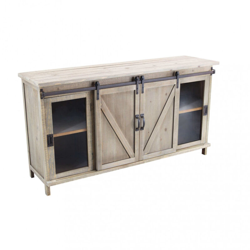 foto del prodotto madia per soggiorno industrial in acciaio,legno cm 142x41x76 sherlock