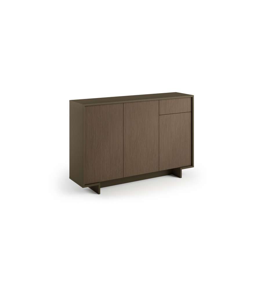foto del prodotto madia slim con 3 ante cassetto e tre ripiani interni bronzo cannet scuro