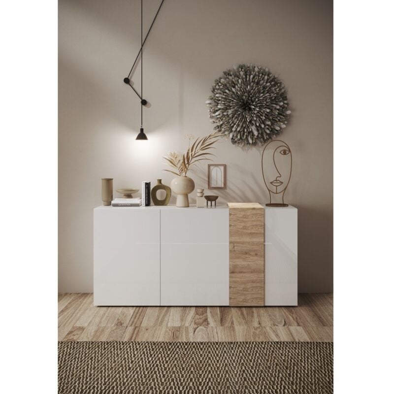 foto del prodotto madia soggiorno 3 ante l 181 bianco lucido rovere cadiz venus
