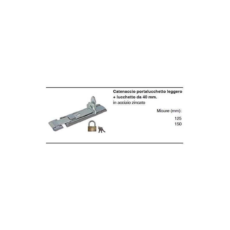 foto del prodotto madidef masidef catenaccio portalucchetto leggero con lucchetto in acc. zinc. 125mm