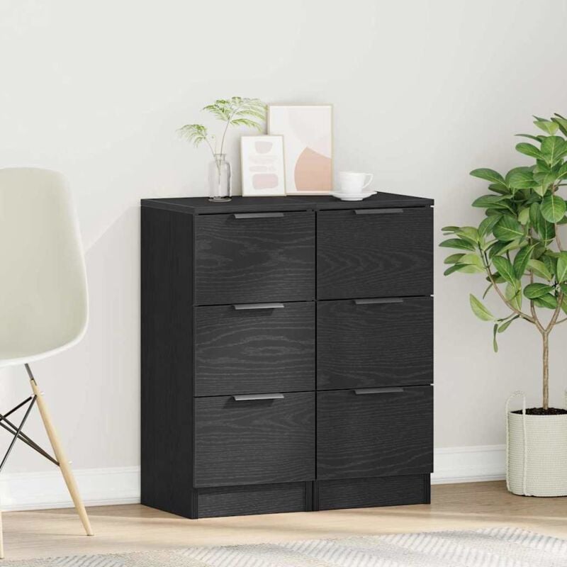 foto del prodotto madie 2 pezzi nero rovere 30x30x70 cm legno ingegnerizzato vidaxl