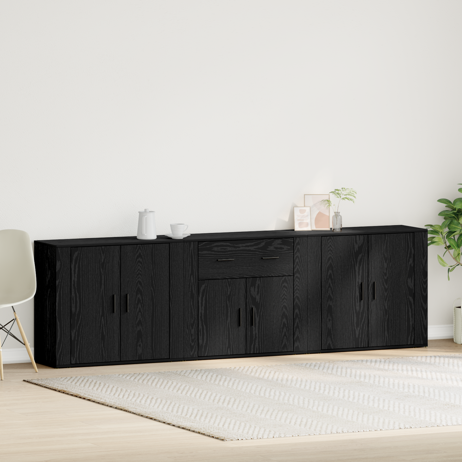 foto del prodotto madie 3 pz rovere nero legno ingegnerizzato