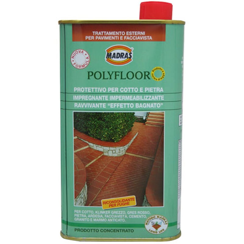 foto del prodotto madras polyfloor protettivo per cotto e pietra impregnante impermeabilizzante ravvivante turapori effetto bagnato lt 1