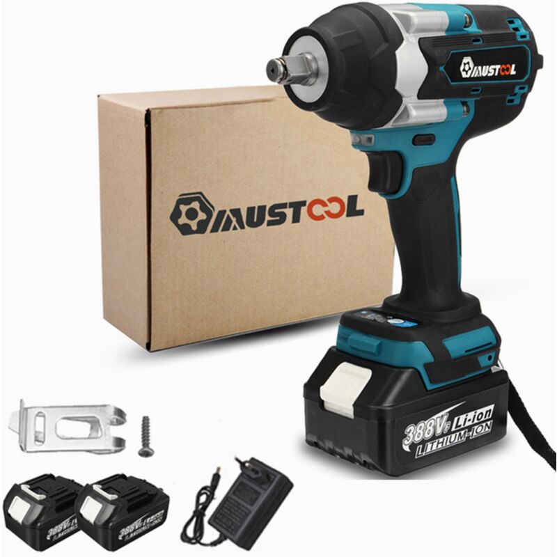 foto del prodotto maerex avvitatore ad impulsi a batteria mustool 1800n.m 1 2 3 velocit 388vf 2 batterie zebraa