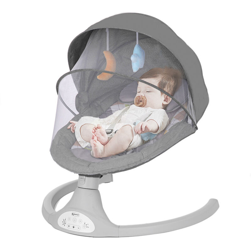foto del prodotto maerex sdraietta elettrica altalena per bambini seggiolone 5 velocit musica bluetooth colore grigio zebraa