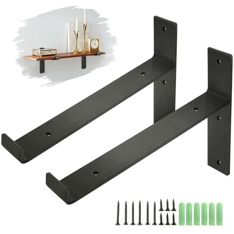 foto del prodotto maerex set di 2 mensole supporto consolle da parete l.220 mm spessore 35mm nero zebraa