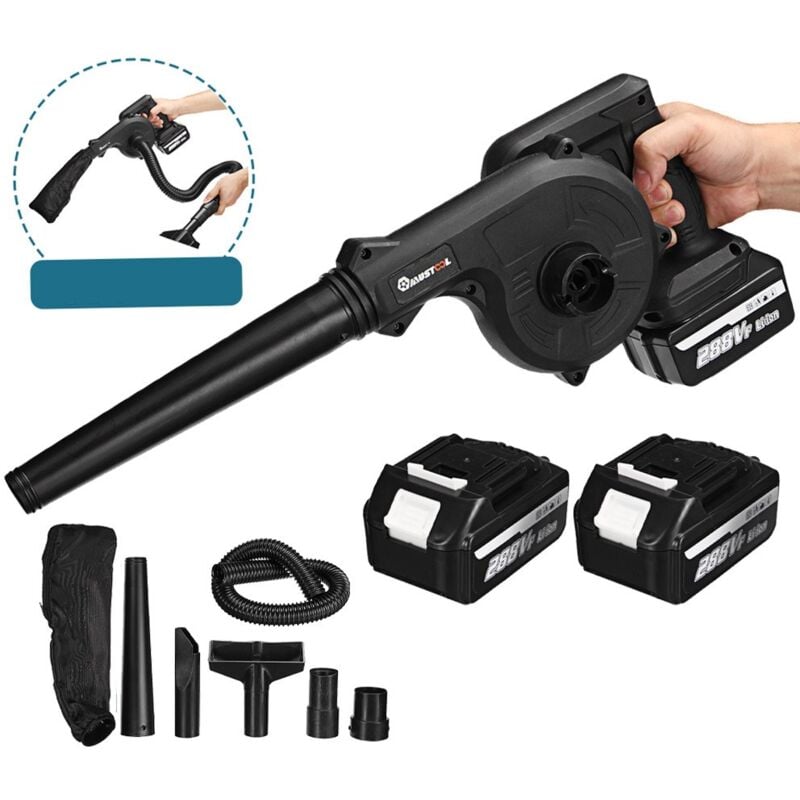 foto del prodotto maerex soffiatore d aria per foglie palmare con 2 batterie aspiratore elettrico a batteria