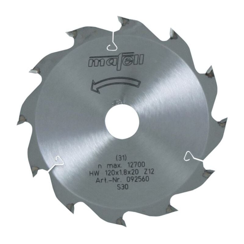 foto del prodotto mafell lama da taglio in hm,120 x 1,2 1,8 x 20 mm, z 12, wz, per tagli longitudinali
