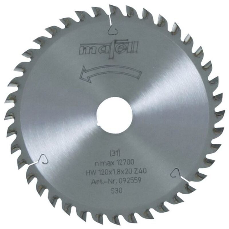 foto del prodotto mafell - lama da taglio in hm 120 x 1,2 1,8 x 20 mm, z 40, fz tr, per tagli di precisione