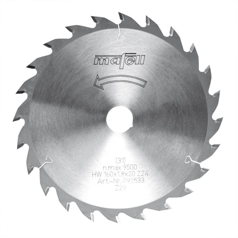 foto del prodotto mafell lama in hm,160 x 1,2 1,8 x 20 mm, z 24, wz, per utilizzo universale nel legno