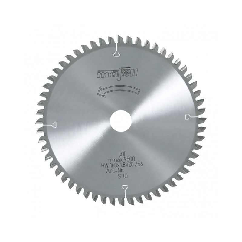 foto del prodotto mafell lama in metallo duro 56 denti alternati 168x1,2 1,8x20 mm 092482