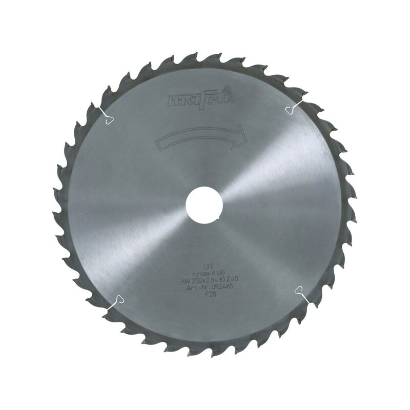 foto del prodotto mafell lama in metallo duro z40 a denti alternati 250x2,8 2,8x30 mm 92465