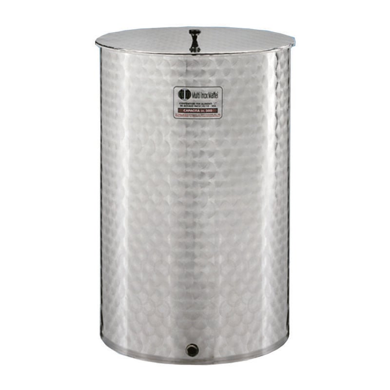 foto del prodotto maffei contenitore enologico a fondo piano inox 18 10 saldato lt.150 mm.520x760h. bocc.f1 2 fiorettato