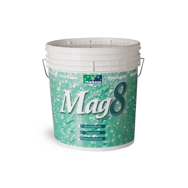 foto del prodotto mag 8 idropittura pittura traspirante idrorepellente bianca tassani 5 lt