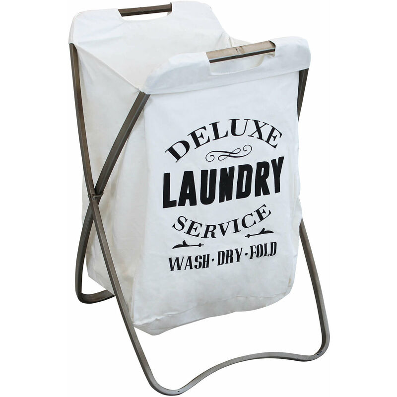 foto del prodotto magazzini cosma cesta porta biancheria panni sporchi chiudibile da camera bagno in ferro e stoffa laundry